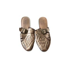 sols brown leather slide on huaraches size 7